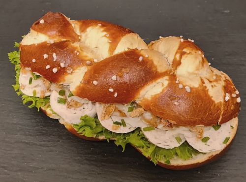 Zippfeklatscha Sandwich - Brezenzopf mit Weißwurst